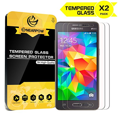 [2 Pack] Samsung Galaxy Grand Prime Screen Protector, Nearpow® [Tempered Glass] Screen Protector with [9H Hardness] [Crystal Clear] [Easy Bubble-Free Installation] [Scratch Resist]