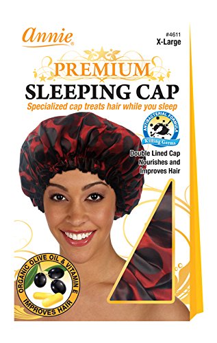 Annie Premium Deluxe Sleeping Cap, Red and Black, X-Large