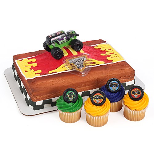 Monster Jam Officially Licensed Cake Topper and 24 Cupcake Topper Rings