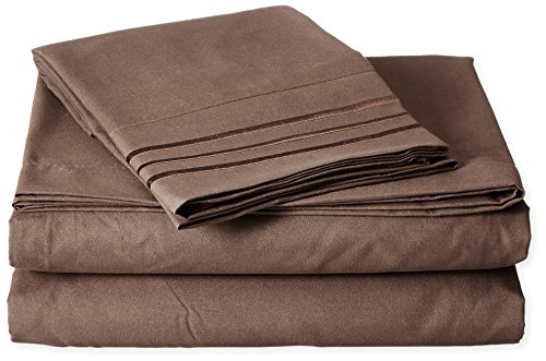 Utopia Bedding 3pc Microfiber Bed Sheet Set (Twin,Dark Brown)