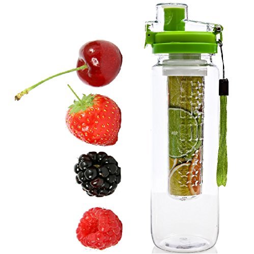 Fruit Infused Water Bottle - Premium Health Kick With Sports Strap - Perfect For On The Go & Outdoor Enthusiasts - Increase Your Overall Health & Improve Your Hydration - BPA-Free