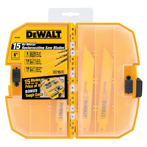 DEWALT DW4890 Bi-Metal Reciprocating Saw Blade Tough Case Set, 15-Piece