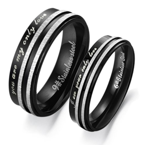 You Are My Only Love&i Am Your Only Love Black Memory Titanium Stainless Steel Engagement Rings