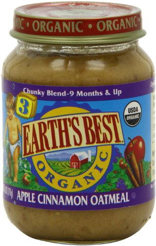 Earth's Best Organic Baby Food, Apple Cinnamon Oatmeal, 6 Ounce (Pack of 12)