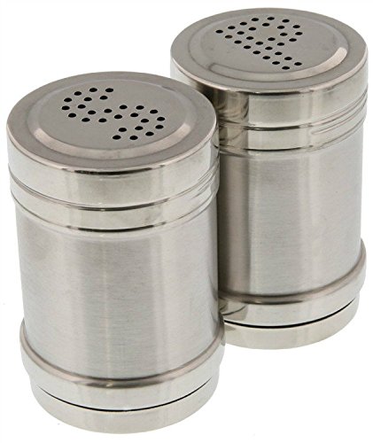 Siasky Set of 2 Salt and Pepper Shakers - High Quality Stainless Steel Salt and Pepper Shaker - The Best Choice for Outdoor Barbecue & Home Kitchen Cooking - 2 x 3.4 Inch / 2 Ounce