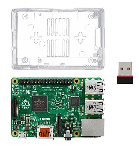 Raspberry Pi 2 Kit--Includes Raspberry Pi 2 Model B --1GB RAM--900MHz Quad-Core CPU (2015 Version)--Clear Transparent Case--Wifi Adapter