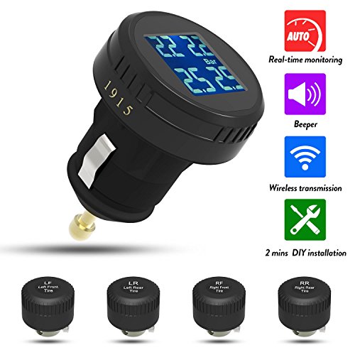 Wireless Remote TMPS Tire Pressure Monitoring Intelligent System LED Display 4 External Sensors Tpms Car Accessories DIY
