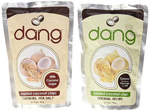 Dang Coconut Chips 3.17 Ounce Variety Pack - 1 Bag of Original Toasted and 1 Bag of Caramel Sea Salt