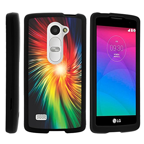 Sunset Case, Slim Fit Snap On Cover with Unique, Customized Design for LG Leon C40, H340N, Tribute 2, Power L22C, Destiny L21G, Sunset L33L (T Mobile, Metro PCS, Boost Mobile, Straight Talk, Tracfone) from MINITURTLE | Includes Clear Screen Protector and Stylus Pen - Rainbow Vortex