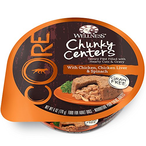 Wellness CORE Chunky Centers Natural Grain Free Wet Dog Food, Chicken & Chicken Liver, 6-Ounce Cup