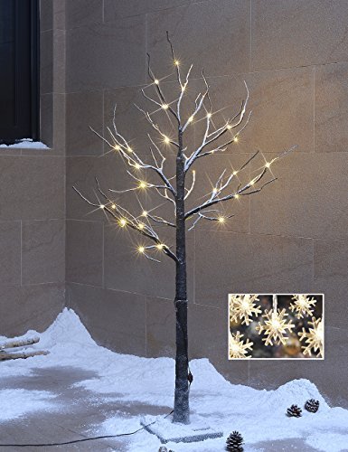 LightshareTM NEW 4FT 48L LED Snow Tree,+Free Gift:10L LED Snow Flake Decoration Light, Home/Festival/Party/Christmas,Indoor and Outdoor Use,Warm White