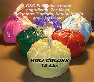GnG Premium Quality HOLI Colors - 12 Lbs (6 colors X 2lbs Ea color) RED, YELLOW, PINK, BLUE, GREEN, AND PURPLE - SHIPS FROM USA