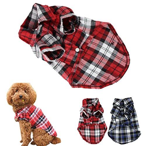 CXB1983(TM)Cute Pet Dog Puppy Clothes Shirt Size XS/S/M/L Blue Red Color (M, Red)