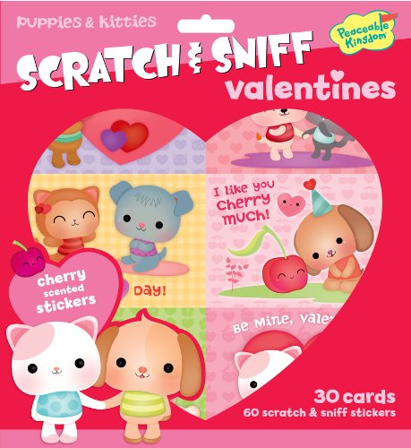 Peaceable Kingdom / Puppies & Kittens Scratch & Sniff Cherry Scented Valentine Cards