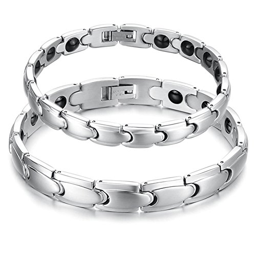 Starista Titanium Magnetic Therapy Negative Ion Germanium Link Bracelet, 21.5cm