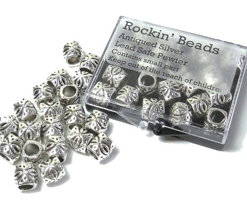 20 Tube Beads 9x9mm with 5mm Hole for European Style Charm Bracelets Spacers Antique Sliver Metal Pewter