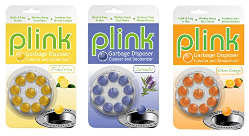 Plink Garbage Disposal Cleaner and Deodorizer, Multi Scent Pack of 3, Value Pack, 30 Cleanings