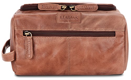 LEABAGS Palm Beach genuine buffalo leather toiletry bag in vintage style - CrazyVinkat
