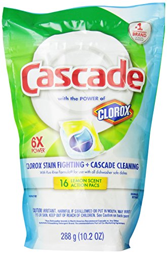 Cascade Actionpacs With Extra Bleach Action Lemon Scent Dishwasher Detergent 16 Count