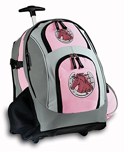 Horse Theme Rolling Backpack CUTE Horse design Wheeled Travel Bag School Trolle