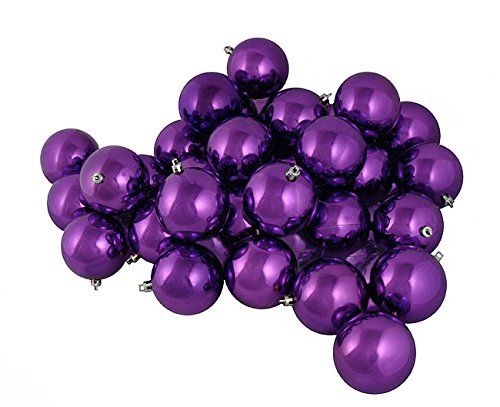32ct Shiny Eggplant Purple Shatterproof Christmas Ball Ornaments 3.25 (80mm)