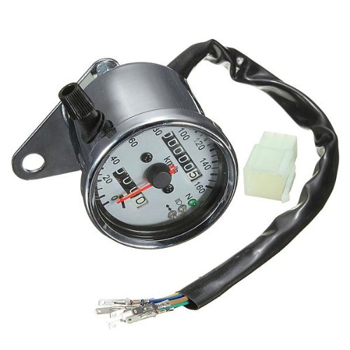 Motorcycle Dual Odometer Speedometer Gauge LED Neutral Turn Signal Light