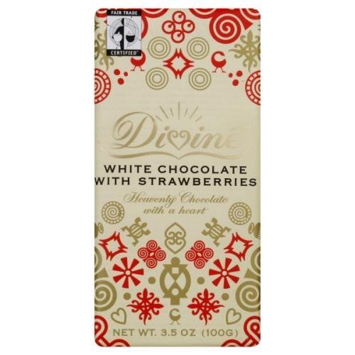 Divine Chocolate White With Strawberries 3.5 Oz (Pack of 10) - Pack Of 10