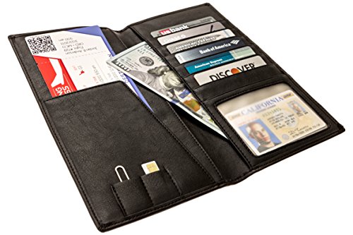 Venko's - Long and Tall Leather Travel Wallet in a Gift Box - Travel Document Holder and Ticket Organizer - RFID Blocking!