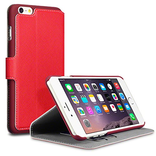 iPhone 6S Plus Case, Terrapin [Stand Feature] [Ultra Low Profile] [Crosshatch] iPhone 6S Plus Case Wallet [Red] Premium Wallet Case with STAND Flip Cover for iPhone 6 Plus / 6S Plus - Red