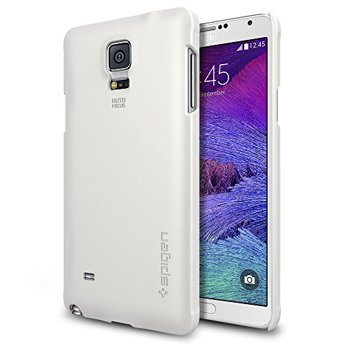 Galaxy Note 4 Case, Spigen® [Thin Fit] Exact-Fit [Shimmery White] Premium Matte Finish Hard Case for Samsung Galaxy Note 4 (2014) - Shimmery White (SGP11110)