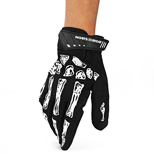 2pcs Robesbon Skeleton Skull Bone Cycling Bike Bicycle Gloves 3D Gel Pad Breathable Full Finger XL