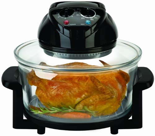 Big Boss 8218 Rapid Wave Halogen Infrared Convection Countertop Oven, 12 1/2-Quart with Extender Ring Glass Bowl (Black)