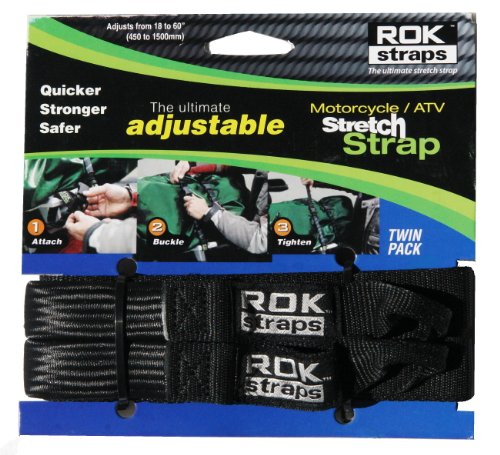 ROK Straps ROK-10025 Black 18 - 60 Motorcycle/ATV Adjustable Stretch Strap