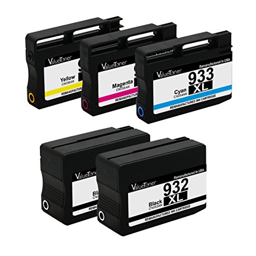 ValueToner Remanufactured Ink Cartridge Replacement for HP 932XL, 933XL (2 Black, 1 Cyan, 1 Magenta, 1 Yellow)