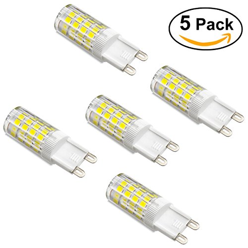 LEORX G9 LED Bulbs, Daylight White, 5W, Replacement for 40W Halogen Lamp, 310-330LM, AC 100-120V- Pack of 5[Energy Class A+++]