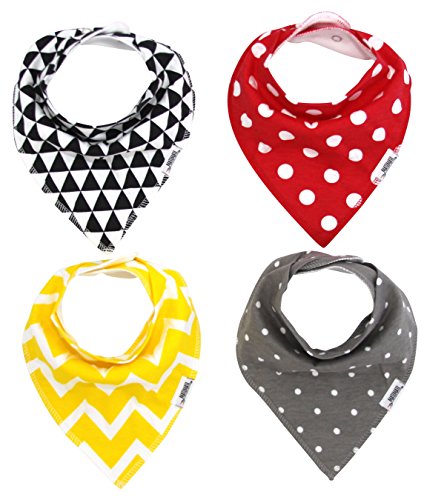 Matimati Baby Bandana Drool Bibs with Snaps, 4-Pack Super Absorbent Cotton, Unisex Baby Gift