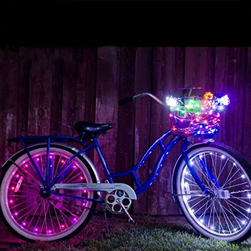 LEDMO?2 pack?Rechargeable Bicycle Bike Rim Lights, Bicycle Wheel Wire Rim 41 LED Cycling Flash Light, LED Colorful Wheel Lights, Perfect for Safety and Fun Multi-color - Chargeable