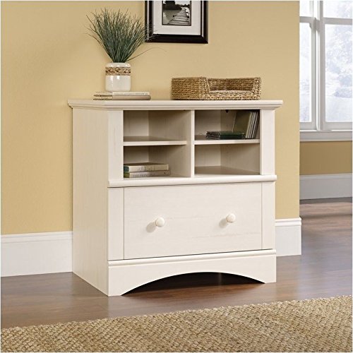 Sauder Harbor View Lateral File, Antiqued White