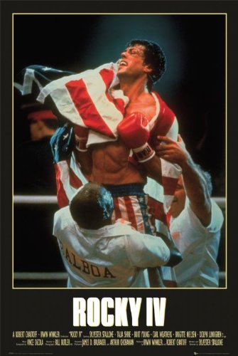 (24x36) Rocky IV Movie (Sylvester Stallone with Flag) Poster Print