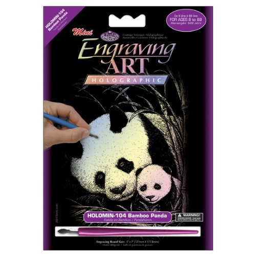 Royal Brush Mini Holographic Foil Engraving Art Kit 5 by 7-Inch, Bamboo Panda