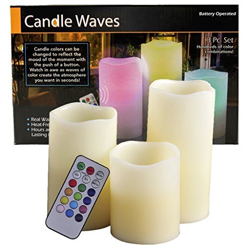 Candle Magic Natural Real Wax Color Changing Flameless Candles, 3-Pack