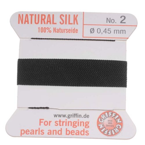 Griffin Silk Beading Cord & Needle Size 2 Black