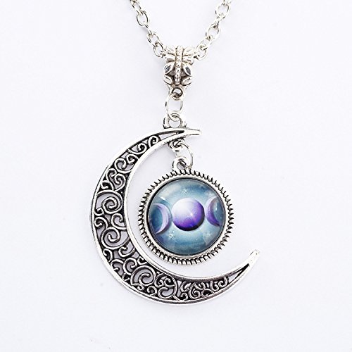 Jewelry Universe Galaxy Purpie Triple Moon Goddess Pendant Necklace