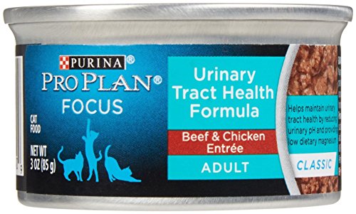 Purina Pro Plan Focus Adult Urinary Tract Health Formula Beef & Chicken Entree Cat Food (24 Pack), 3 oz