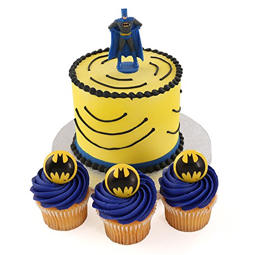 Batman Spoon Cake Topper and 24 Cupcake Topper Rings