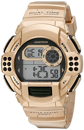 Armitron Sport Unisex 45/7044RSG Digital Chronograph Metallic Rose Gold-Tone Resin Strap Watch