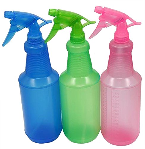 Spray Bottle 32oz, Pack of 3 - Reusable Spray Bottles for Cleaning - Multipurpose - Adjustable Nozzles (Blue Green, Pink)