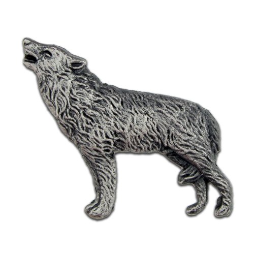 Wolf Antique Silver Animal Lapel Pin
