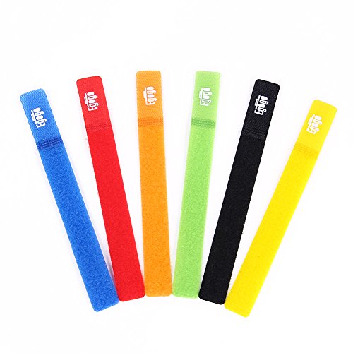 EGOGO 24 PCS 6 Colors 7 Reusable Fastening Velcro Cable Ties with Microfiber Cloth