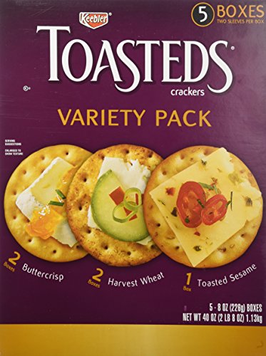 Keebler Toasted Crackers, Three Assorted Flavors (8-Ounce each), 40-Ounce Box